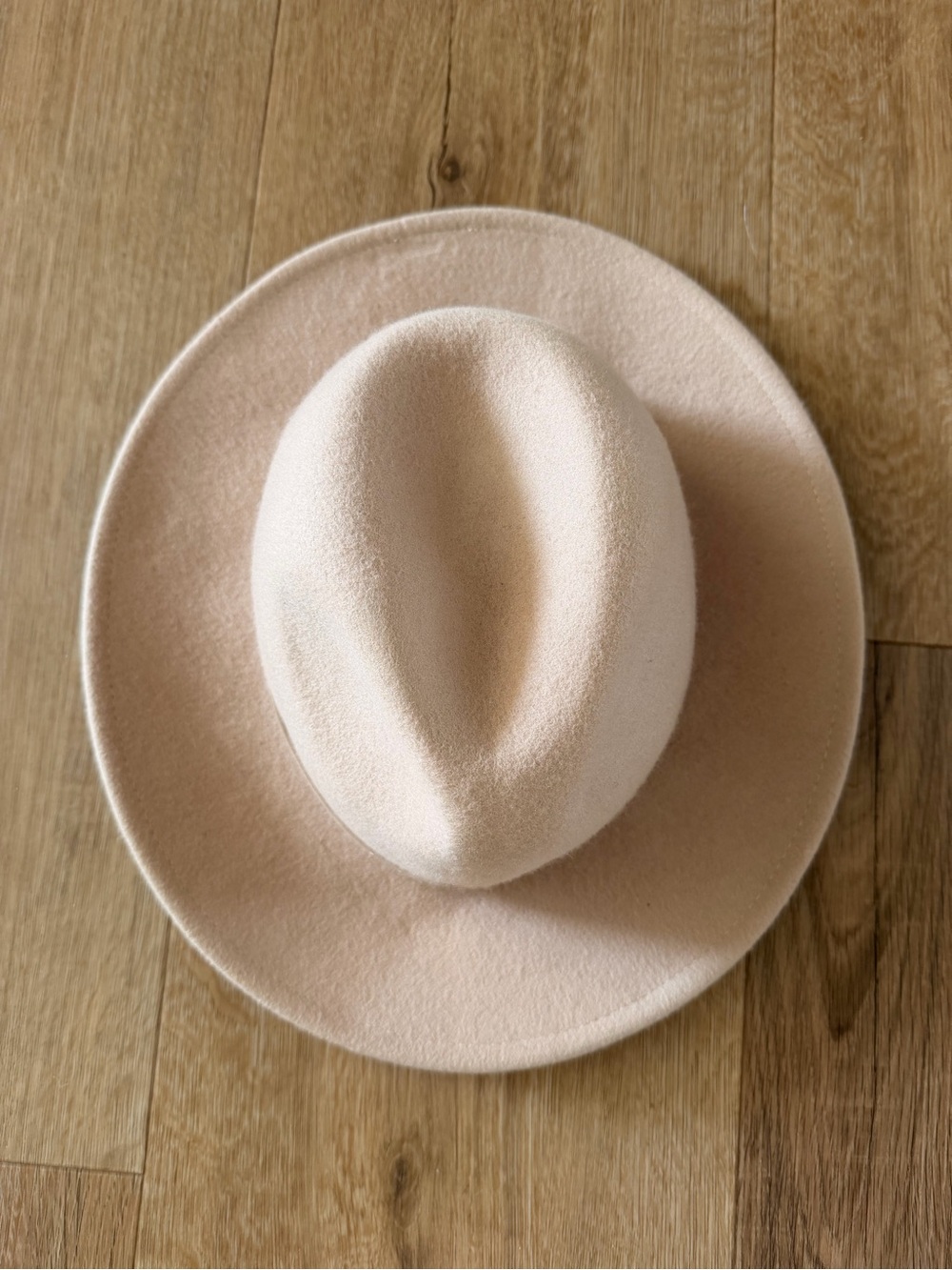Free People Wythe Wool Felt Fedora Hat Leather Band Cream Taupe Beige OS